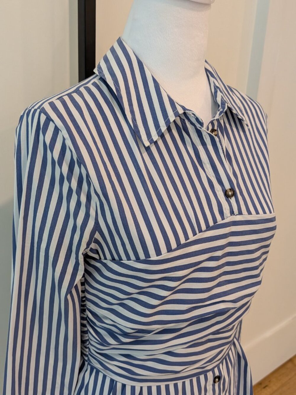 Veronica Beard Baylor Striped Ruched Corset Effect Button Down Blouse | Sz 2 - Picture 4 of 10